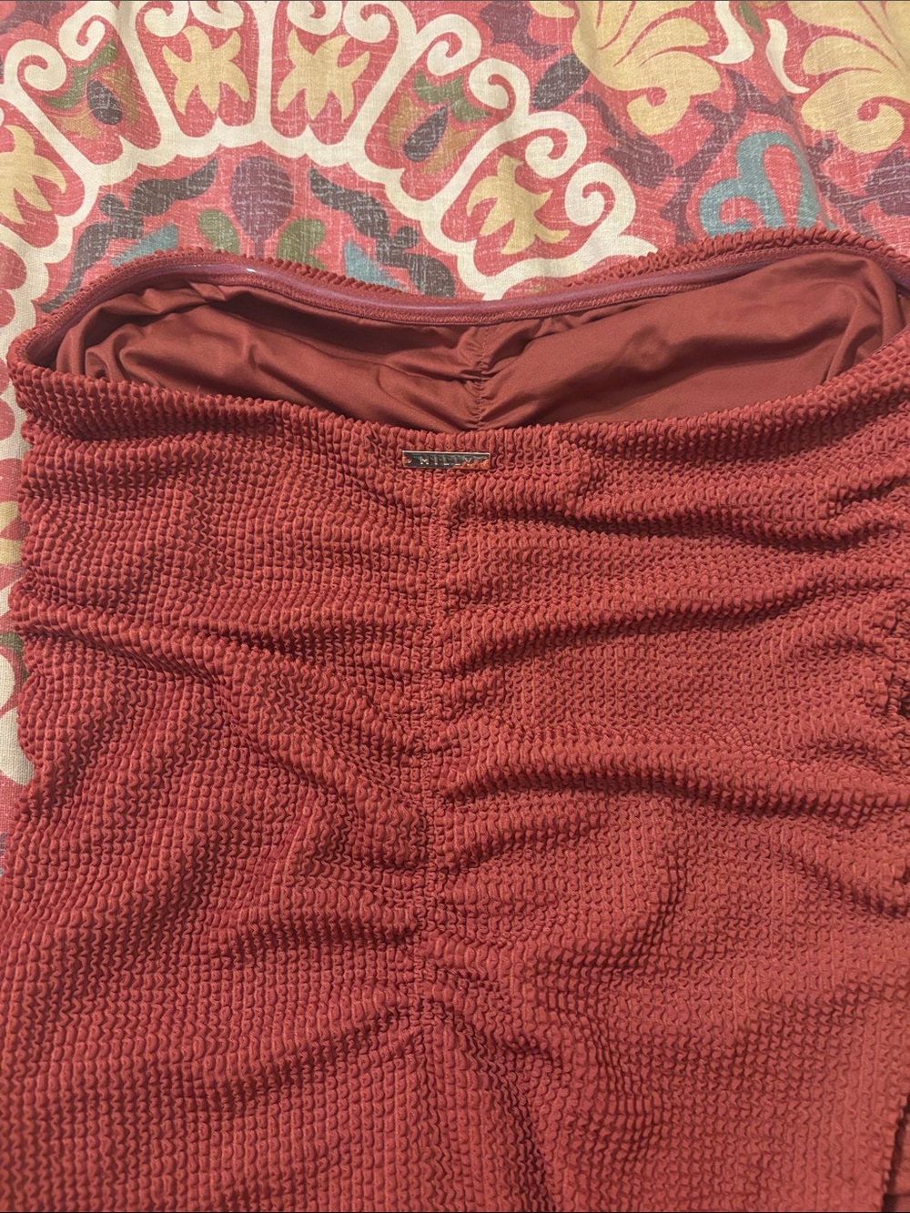 Milly Textured Ruched Strapless One-Piece Swimsuit - Picture 3 of 4